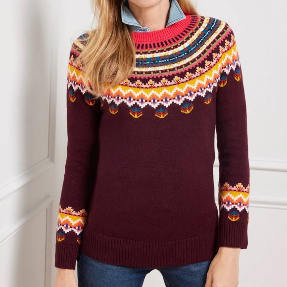 Talbots Fair Isle‎ Yoke Crewneck Sweater - Picture 1 of 12